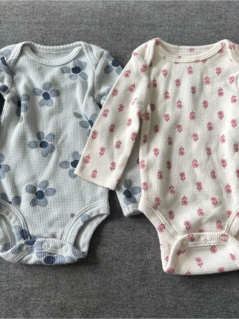 Carters Kids Long-Sleeve One-Piece Bodysuits in Blue & Pink